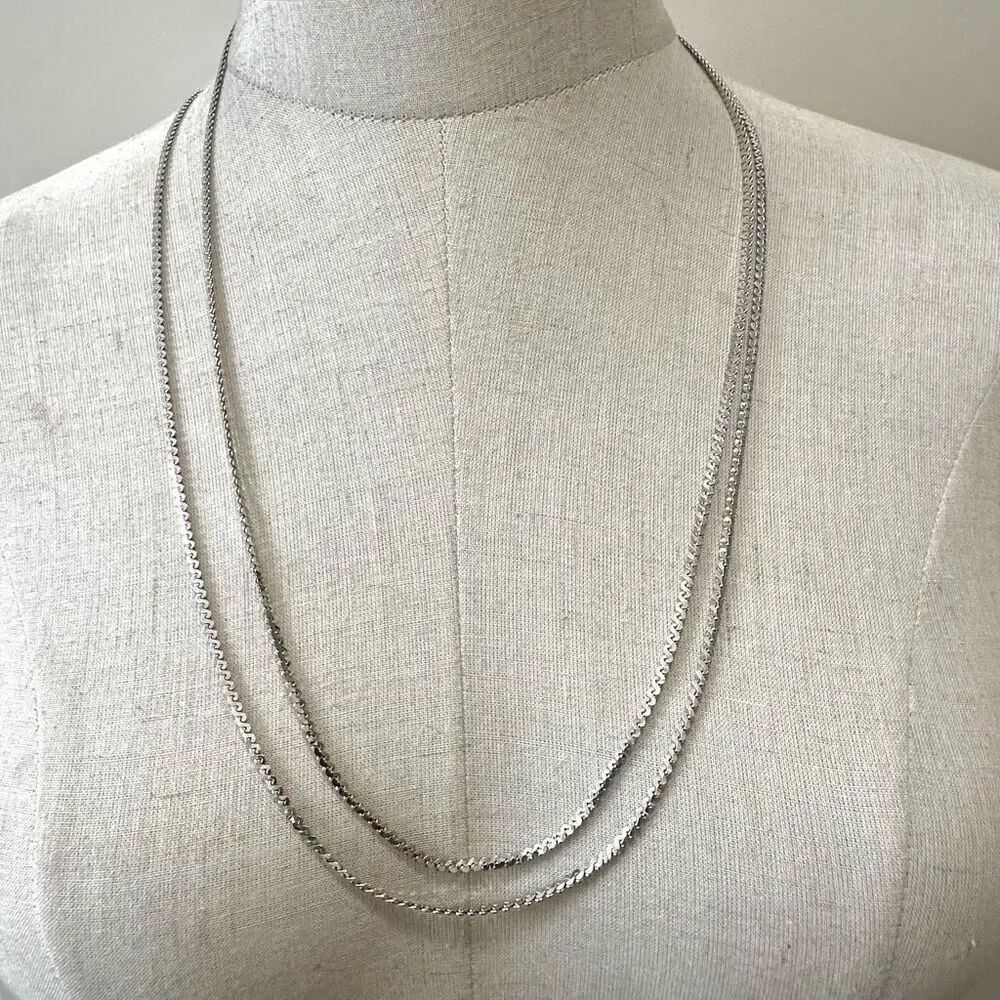 H-A Vendome long silver tone chain necklace